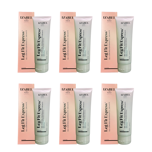 Combo com 6 - Leg Fit Express® | Gel Corporal Reafirmante e Drenante (250ml) - Gel Dreno Frio